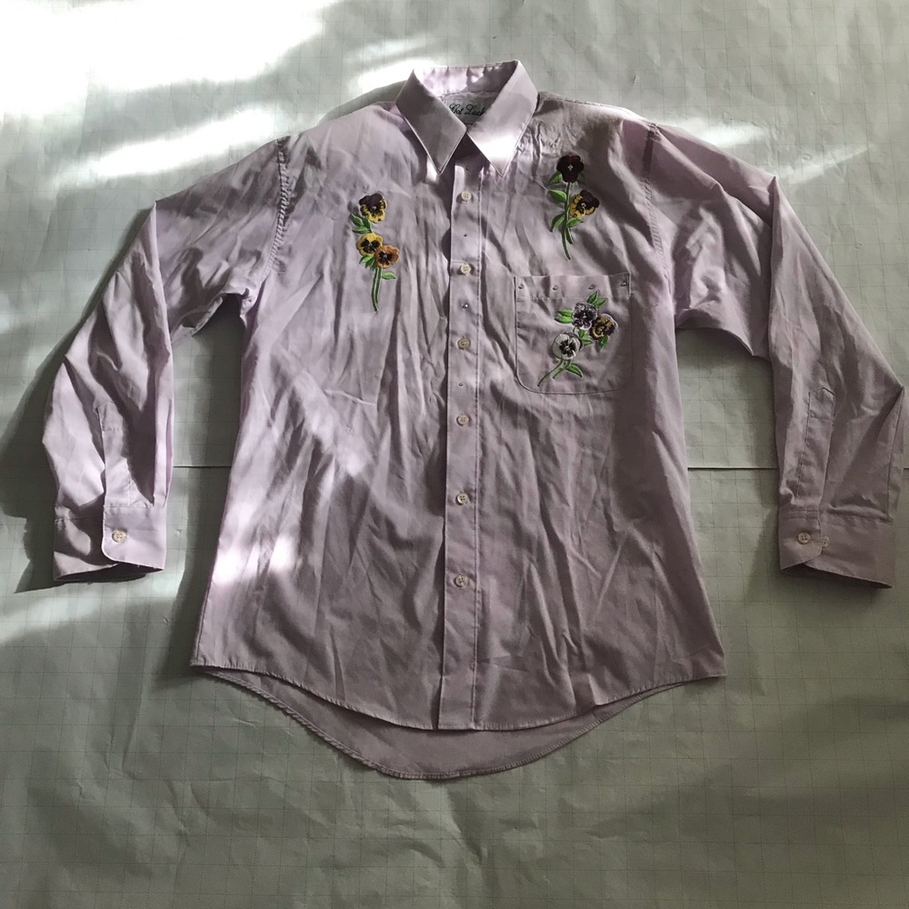Get Lucky blouse with crystals and embroiderd  Pansies.